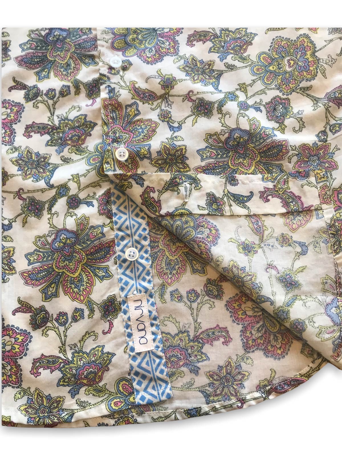 Chemise Lino crème et bleu nirvana-clothing