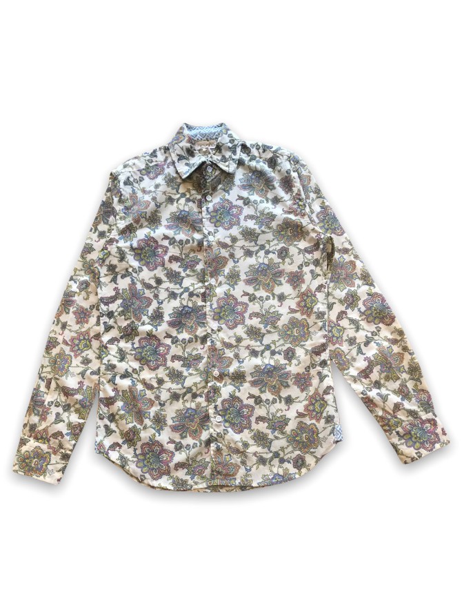 Chemise Lino à fleurs crème nirvana-clothing