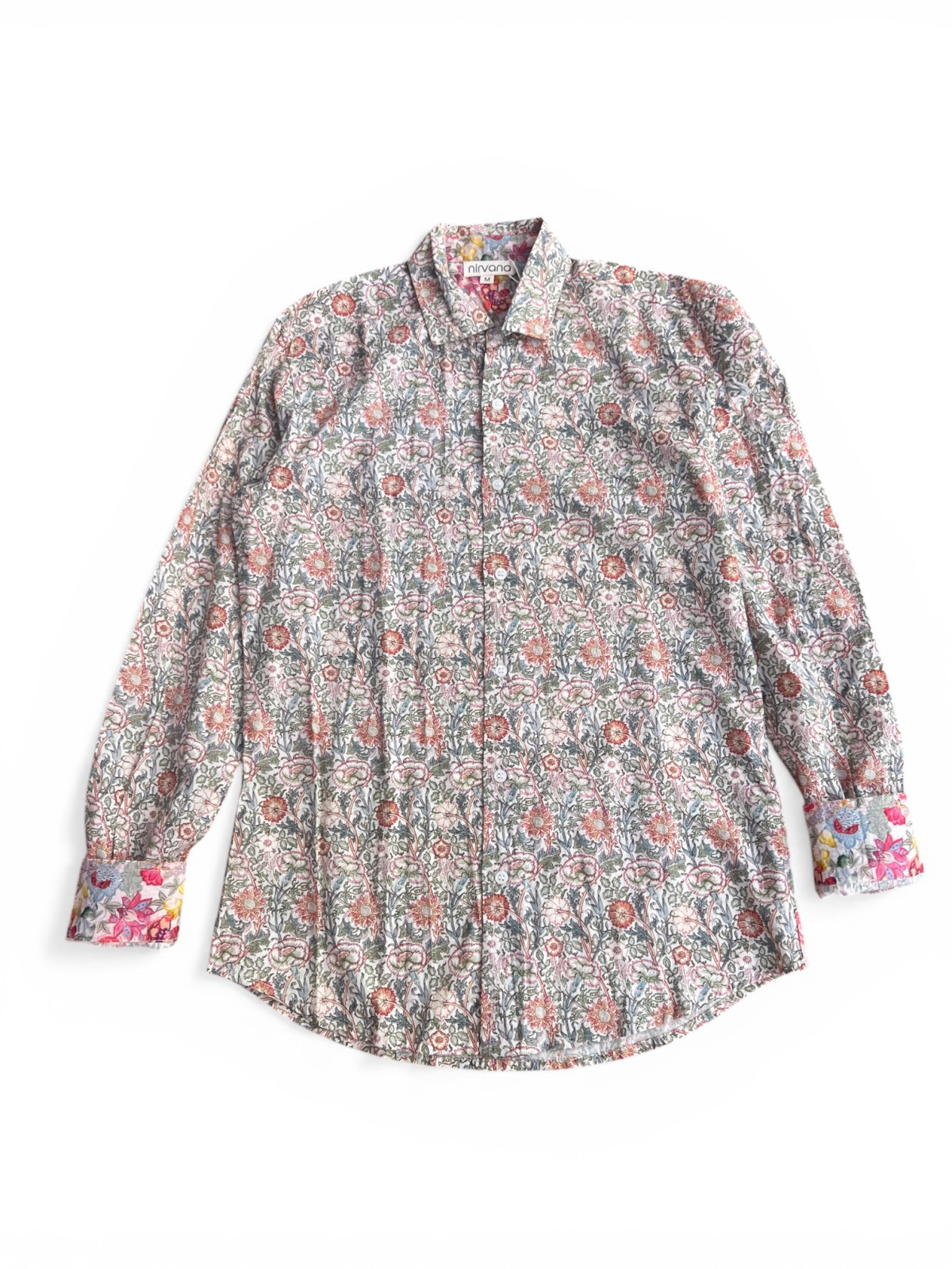 chemise homme motif fleurs beiges coupe slim