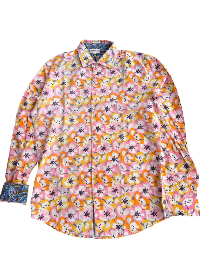 détail tissu chemise coton imprimé homme