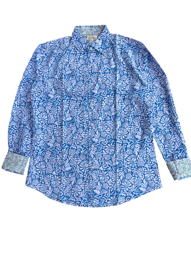 détail tissu chemise coton imprimé homme