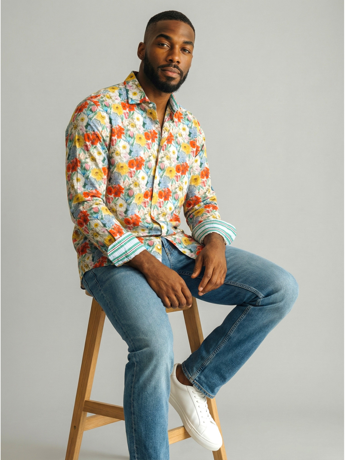 Chemise homme slim-fit NOAH Pacific en batiste de coton imprimée