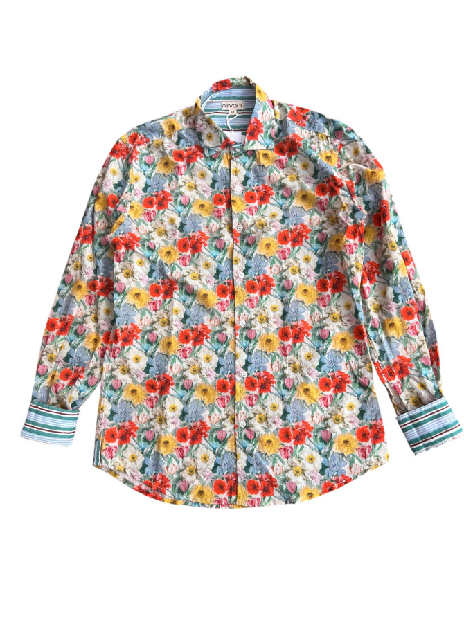 détail tissu chemise coton imprimé homme