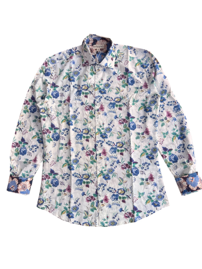 détail tissu chemise coton imprimé homme