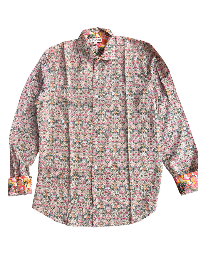 détail tissu chemise coton imprimé homme