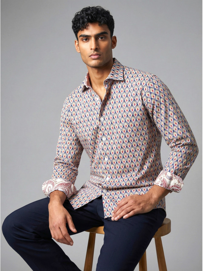 chemise homme slim fit noah coton imprimé