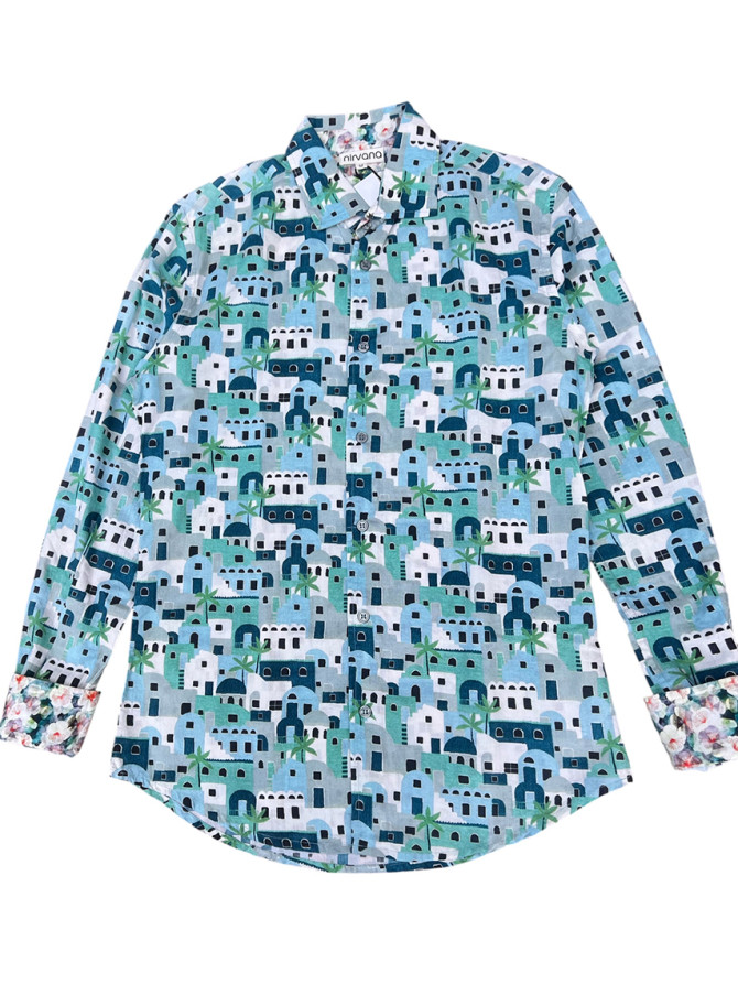 détail tissu chemise coton imprimé homme