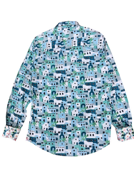 détail tissu chemise coton imprimé homme