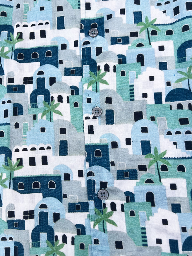 détail tissu chemise coton imprimé homme