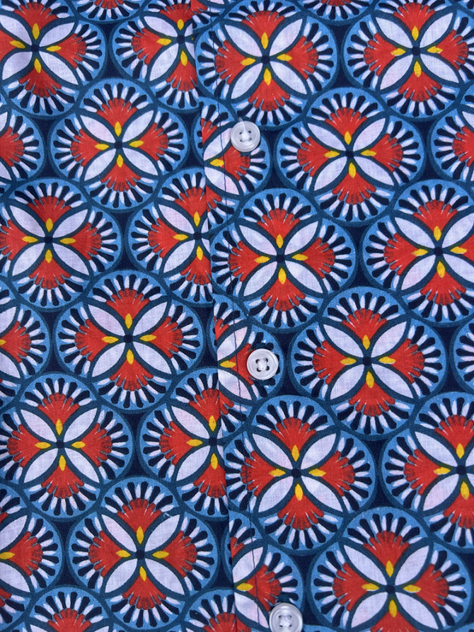 détail tissu chemise coton imprimé homme