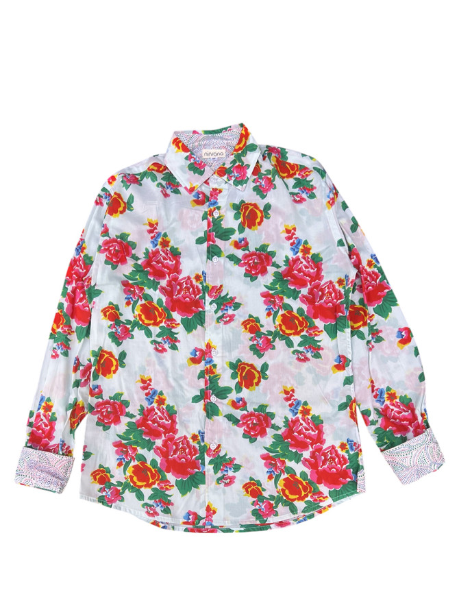 détail tissu chemise coton imprimé homme