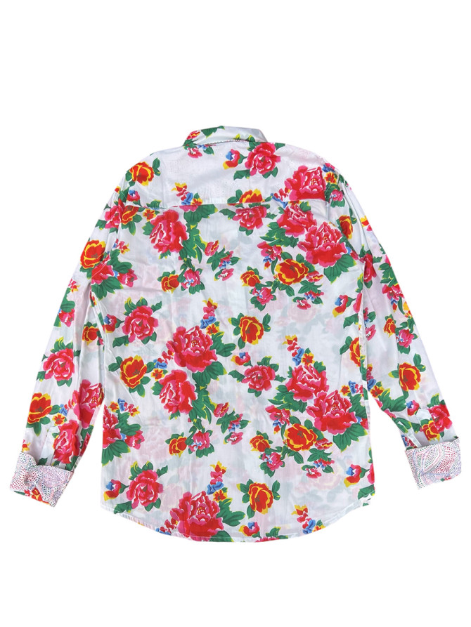 détail tissu chemise coton imprimé homme