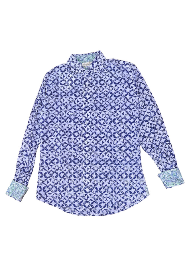 détail tissu chemise coton imprimé homme