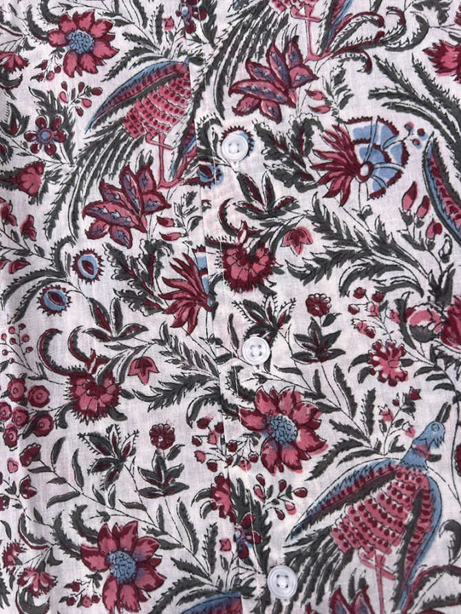 détail tissu chemise coton imprimé homme