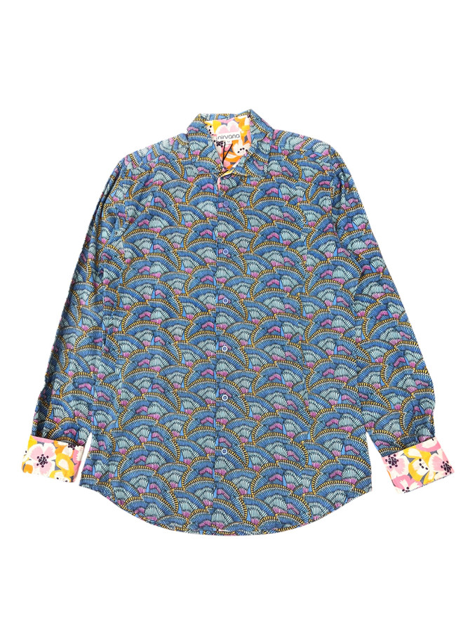 détail tissu chemise coton imprimé homme